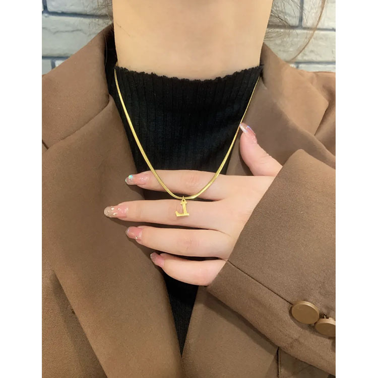 Basic Letter Titanium Steel Pendant Necklace Stainless Steel Necklaces_colorza_4