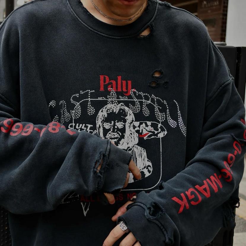 Trendiges Gewaschenes Oversized Sweatshirt Im Used-look Unisex_voghion.com