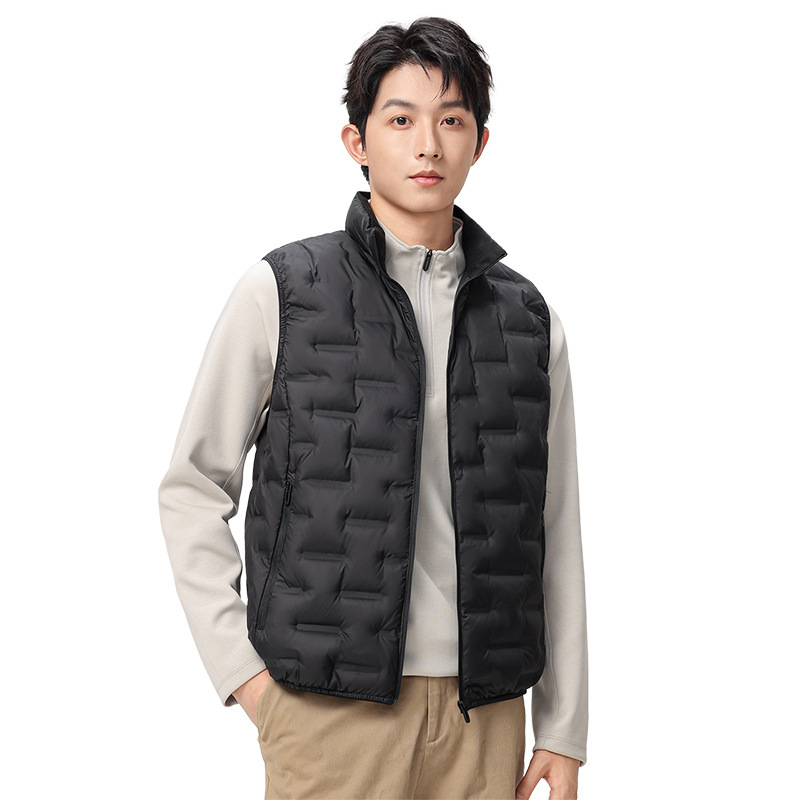 Chaleco de pluma de hombre de invierno de jóvenes de mediana edad Bo Mou Deng con chaqueta de hombro de chaqueta caliente gris para hombres coreanos