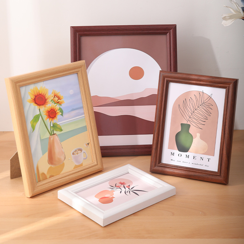 Decoraciones para el hogar de 6 pulgadas marco de fotos de madera pedestal de soporte de sala de estar rectangular arte foto simple marco de madera marco