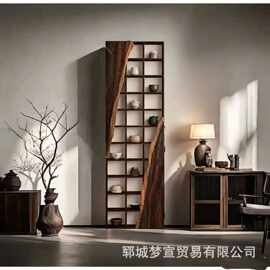 老榆木博古架多宝阁古董瓷器展示架茶室茶具收纳架家用客厅储物柜