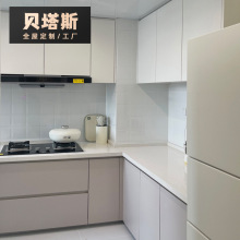 可订工厂整体厨房橱柜全屋可订家具小户型石英石台面爱格PET橱柜