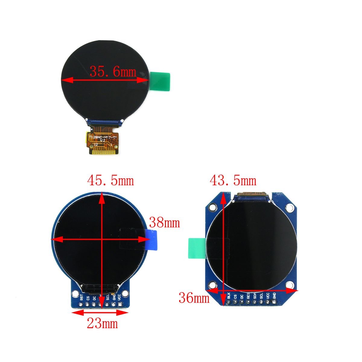 1.28寸圆屏TFT模组240x240高清IPS全视角液晶显示屏全彩RGB小屏幕