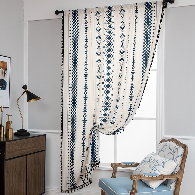 Tende da cucina stile boho in cotone e lino semi-oscuranti_voghion.com
