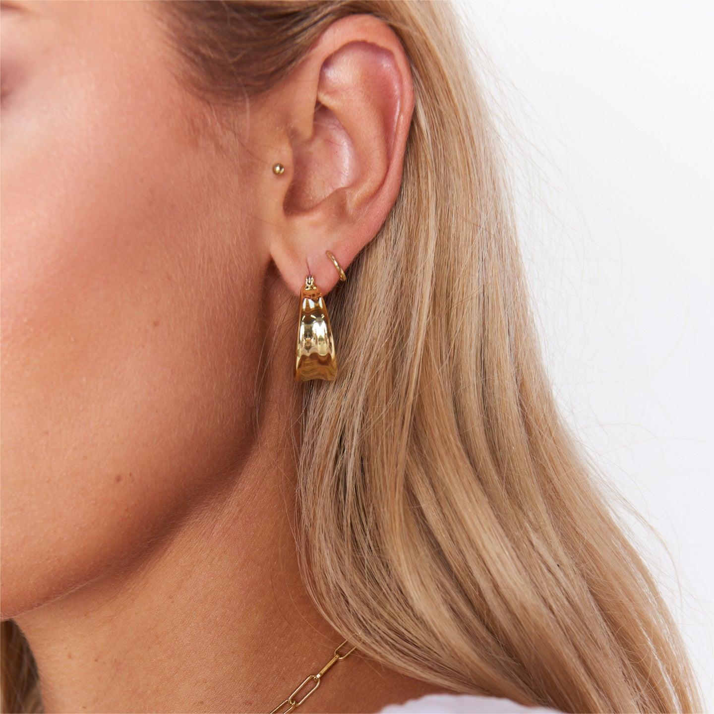 Brand retro geometric fashionable earrings stainless steel