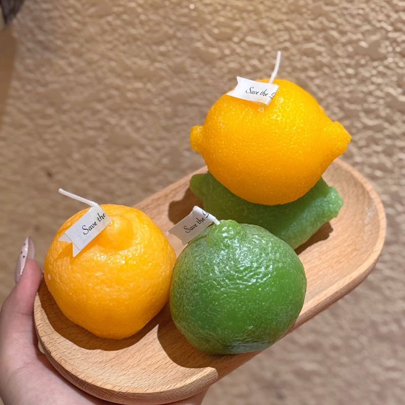 クリエイティブな装飾品レモンの香りのキャンドル卸売フレグランスお土産ギフトホームシミュレーションフルーツキャンドル|undefined
