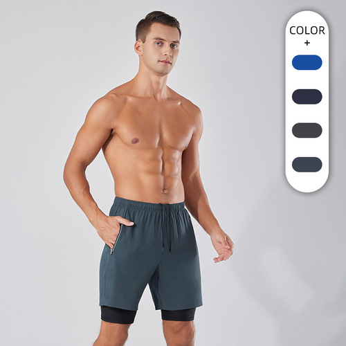 Men's Large Size Double Layer Basketball Training Shorts Outdoor Running Anti-Bleeding Quick Dry Shorts