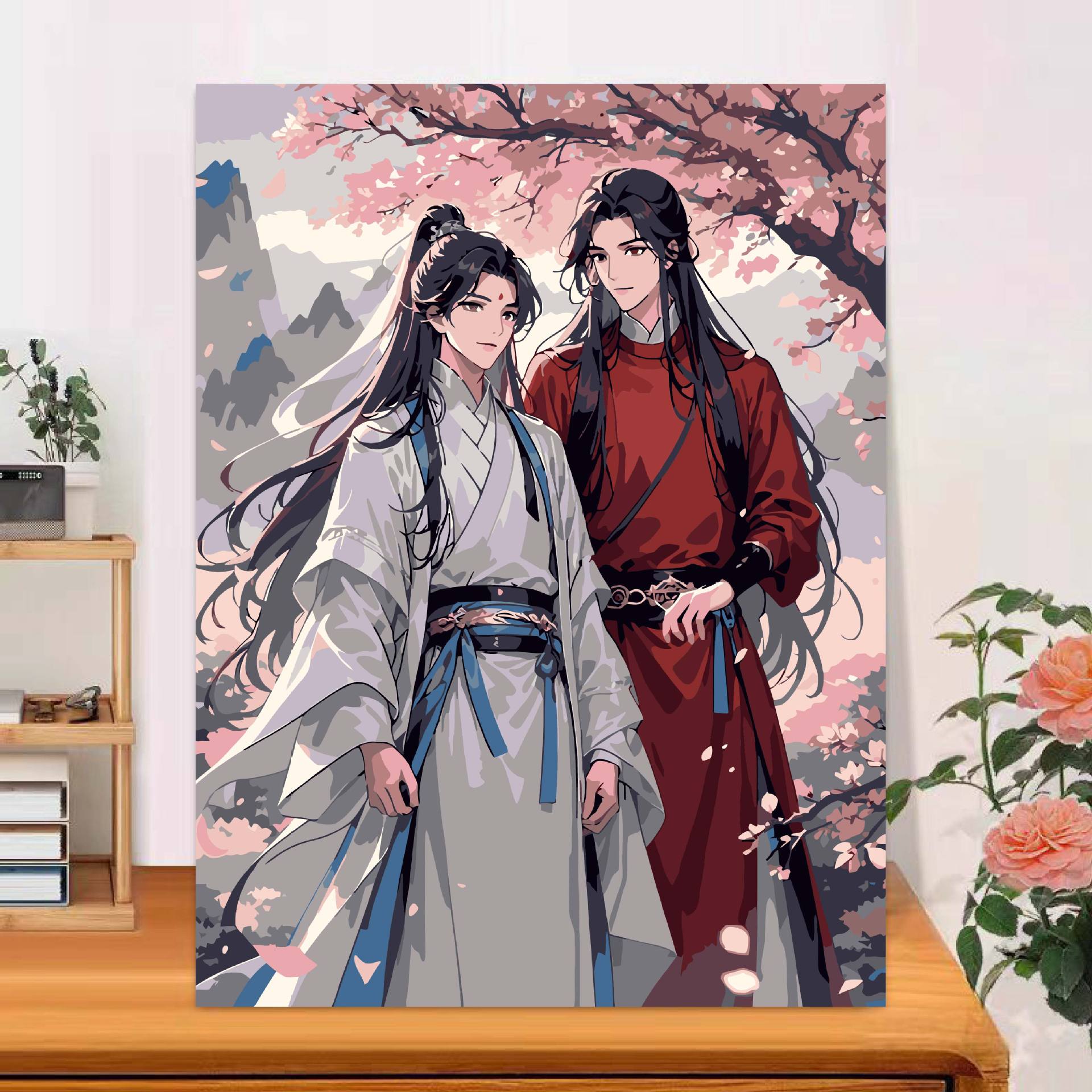 Tianguan bendijo pintura al óleo digital personajes animados a mano diy relleno pintura de color corazón comprensión de presión pintura al óleo a mano