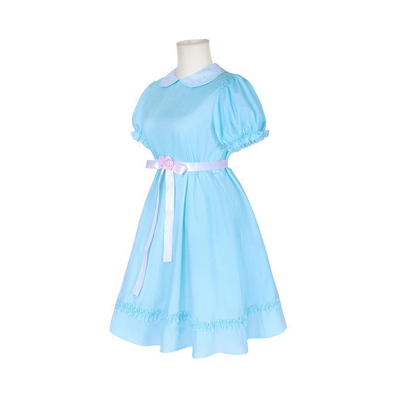 漫優品閃霊cos服双子の女の子コスプレ水色ワンピース青いドレススポットバッチ|undefined