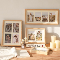 Simple wooden photo frame with stand, washable photo and cardstock combo 8x10 inch multi-hole photo frame stand wall mount