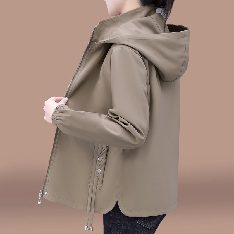 妈妈秋装外套女2025新款春秋薄款洋气减龄宽松夹克休闲卡其色上衣|undefined