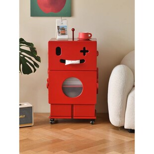 Simple Modern Creative Art Robot Movable Side Cabinet Corner Table Sofa Side Table Bedside Table Storage Decorative Cabinet