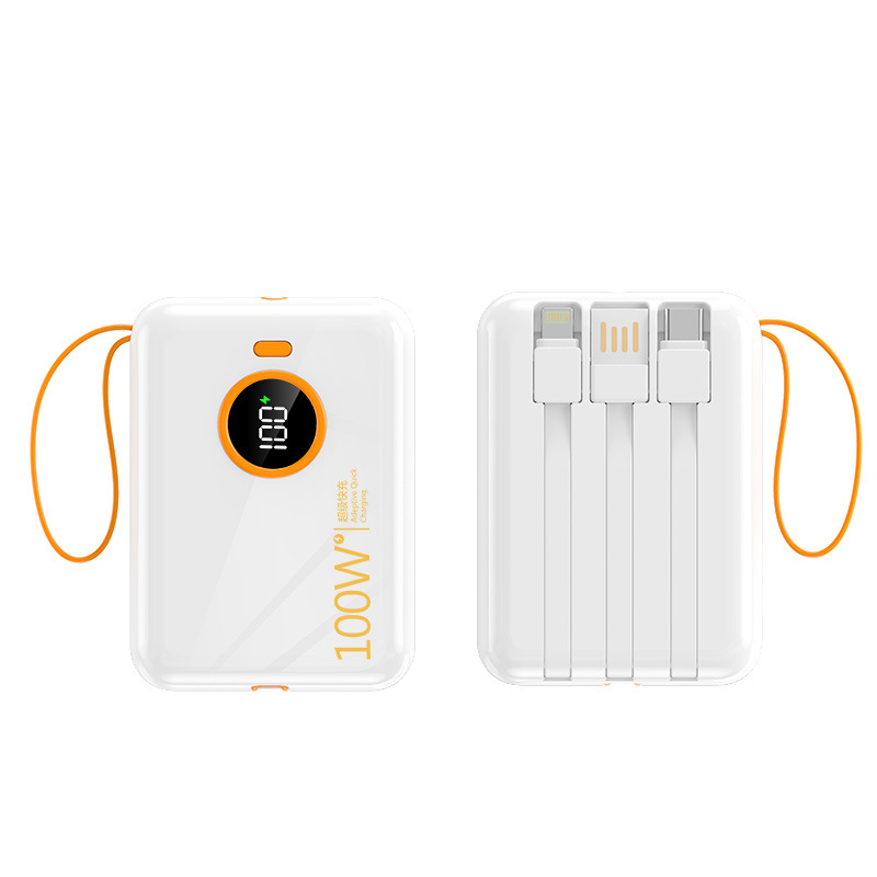 66W banco de potencia súper rápido de carga auto-cableado pequeño portátil real pantalla digital tres-en-un teléfono móvil de energía móvil al por mayor