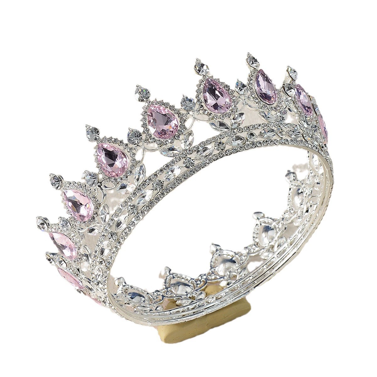 Барокко-ретро сплавная корона с rhinestones, маленькая круглая корона невесты, свадебные безделицы оптовый отдел Yiwu