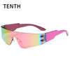 new pattern future Wind Technology Wraparound Sunglasses personality y2k decorate Goggles Mirror Reflection Sunglasses