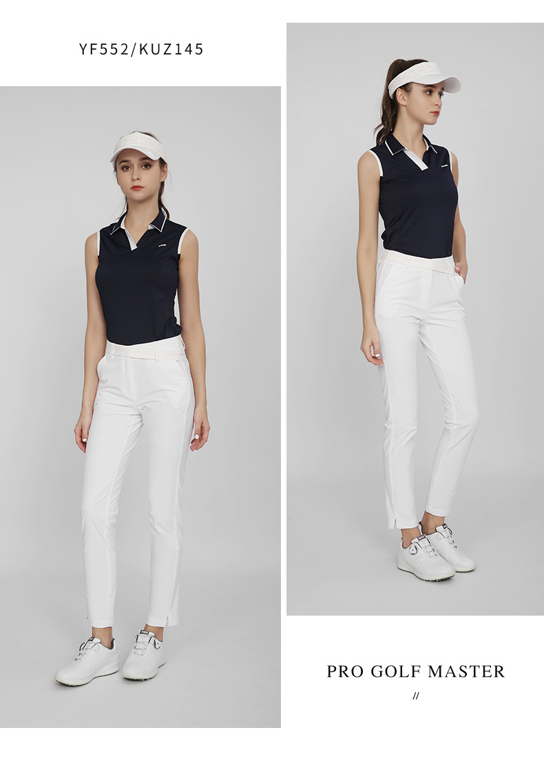 Quần golf nữ dài tôn dáng PGM co giãn cao thắt lưng lưới — KUZ145-màu trắng, KUZ145-Kaki, KUZ145-Màu đen chi tiết 7