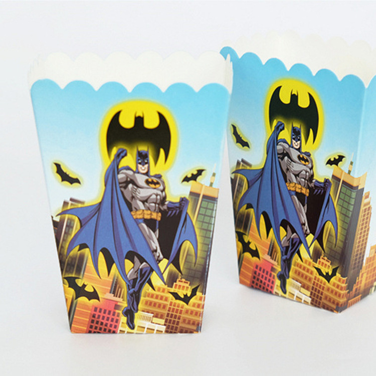 Fabricante en stock Batman Tema de cumpleaños plato de papel taza de papel cuchillo de tejido tenedor cuchara decoración del partido vajilla suministros de traje