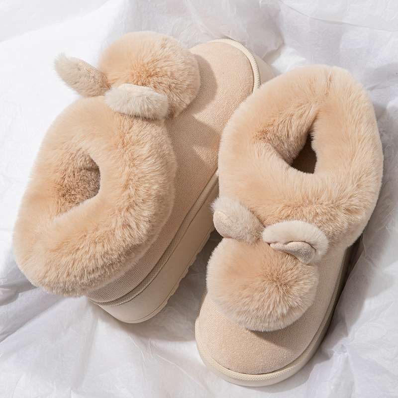 Botas de nieve de invierno para mujeres con suela gruesa pueden usar zapatillas de algodón con zapatillas de lana cálida y gruesa.