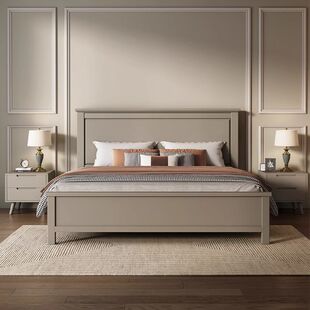 Scandinavian Gray Solid Wood Bed Modern Simple 1.8 Double Bed 1.5 Princess Bed High Box Storage