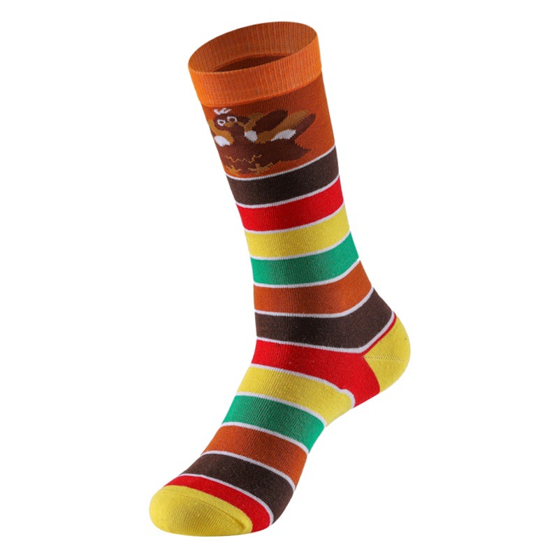 Otoño e Invierno Festival de comercio exterior de moda de rayas horizontales de Turquía jacquard unisex calcetines altos de algodón