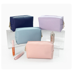Cross-border dopamine color pu leather cosmetic storage octagonal small square bag simple solid color gift cosmetic bag