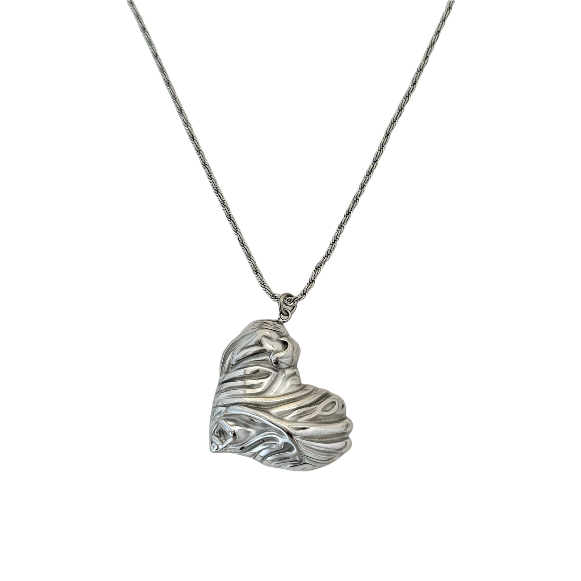 Daily, Street Occasion Titanium Steel 18k Gold Plated Retro Heart Shape Plating Earrings Necklace