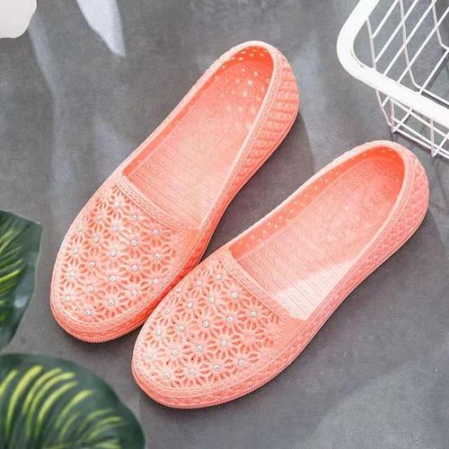 Summer Beach Shoes Hole Women's Shoes Women's  Flat Crystal Diamond Mom Thick Sole Sandals Wholesale Sandals