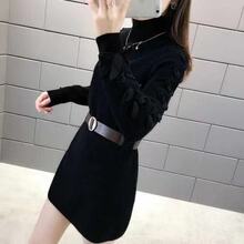 加绒加厚毛衣女2025年新款连衣裙中长款打底衫女秋冬百搭洋气