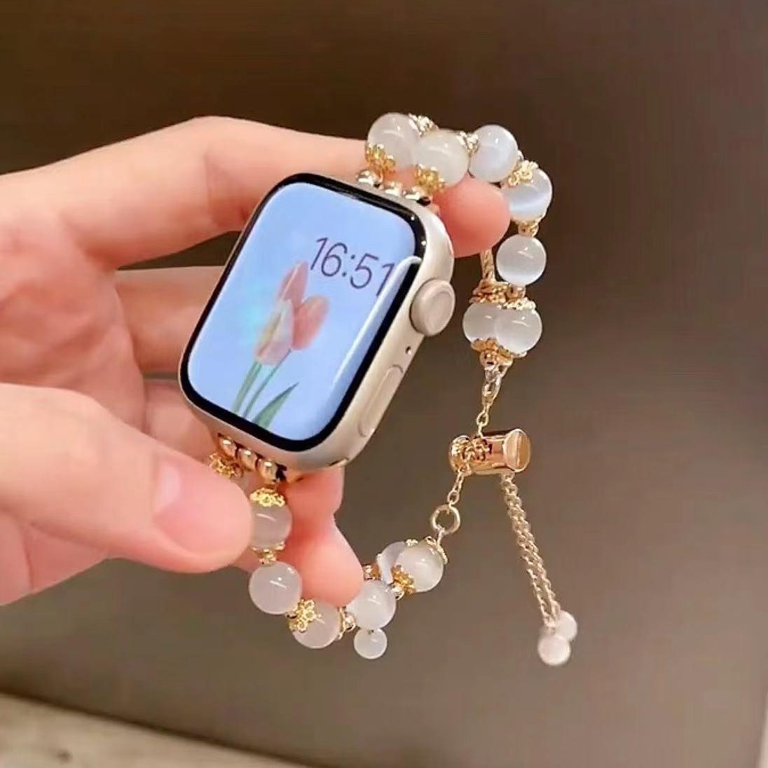 Suitable for Apple s9 watch applewatch watch strap opal watch chain iwatch78 generation se niche female