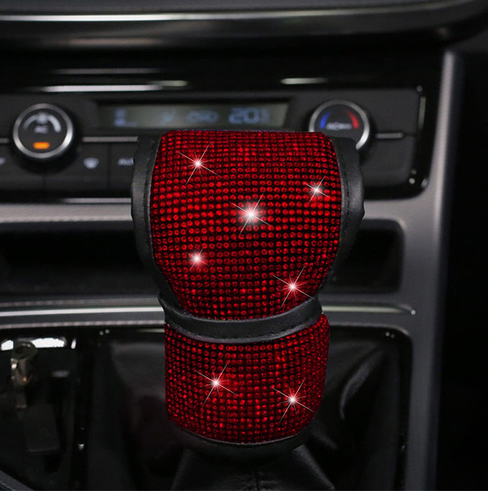 8-Piece Car Diamond-Encrusted Decorative Set: Steering Wheel Cover, Ignition Ring, Seat Belt Shoulder Pads, Cup Mat, Gear Shift Cover