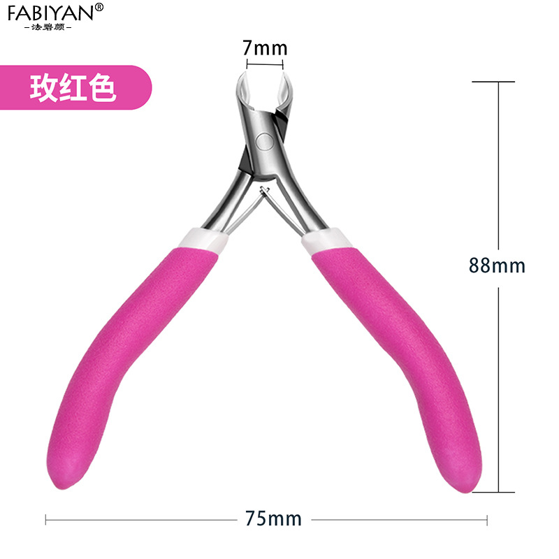 Venta directa de fábrica tijeras de piel muerta tijeras de acero inoxidable cortaúñas alicates de piel muerta de púas mango de inmersión de plástico herramientas de uñas de manicura