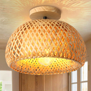 Cross-border bamboo ceiling lamp farmhouse wind woven lamps bamboo rattan art ceiling lamp aisle porch corridor bamboo lamp