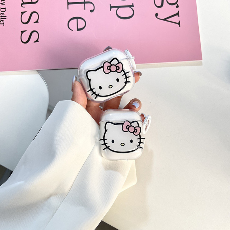 Cute bow cat suitable for Airpods 1/2 generation Apple Bluetooth protective cover earphone shell Pro hanging buckle 3rd generation