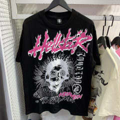 2025夏の新型欧米のファッションブランドの男女の大きいサイズのゆったりした半袖の丸首のtシャツの復古の百合のカジュアルな半袖