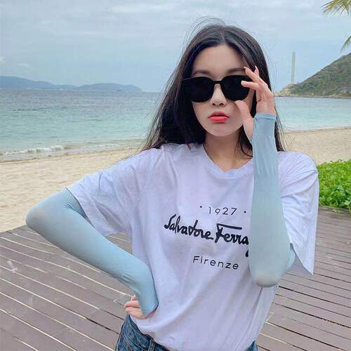 Cross-border ice silk sunscreen arm sleeves high elasticity summer cycling fishing men's arm protector UV protection ice cool sweat ice sleeves