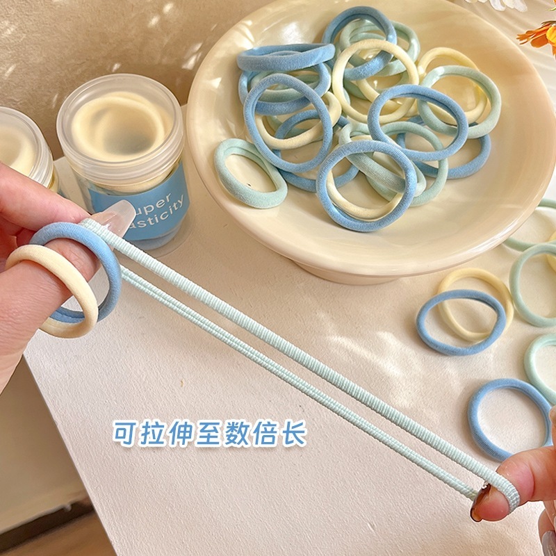 シーソルトブルー~韓国風インスタイルシンプルシームレスヘアロープカラフルヘアリング高弾性ヘッドロープハイポニーテールゴムバンド|undefined