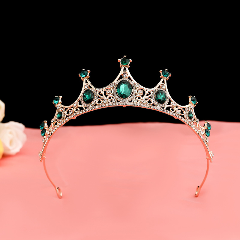 Online Rojo Negro Barroco corona tocado novia estilo coreano 18 años de edad, mujer adulta Ceremonia de cumpleaños princesa Corona al por mayor