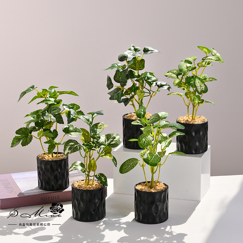 Simulación de plantas verdes, pequeñas plantas en macetas, flores artificiales, flores creativas, decoración de estudio fotográfico para el hogar, plantas verdes artificiales, bonsai de simulación