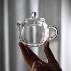 Glass tea mini teapot for one person, two-capacity transparent tea set for green tea, single pot