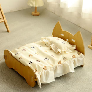 Wooden Cat Bed, Cat Nest, Pet Bed, Cat Bed, Kennel, Removable, Washable, Stain-Resistant and Wear-Resistant, Universal Cat Bed and Dog Bed for All Seasons