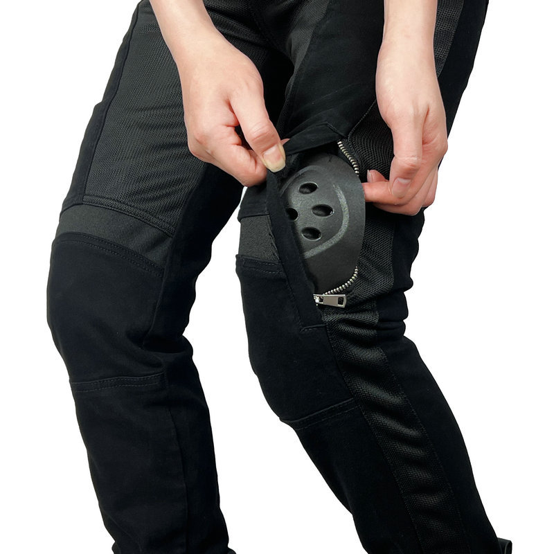 Long Biker jeans de motocicleta caballeros de verano malla transpirable locomotora verde militar para montar pantalones anticaídas