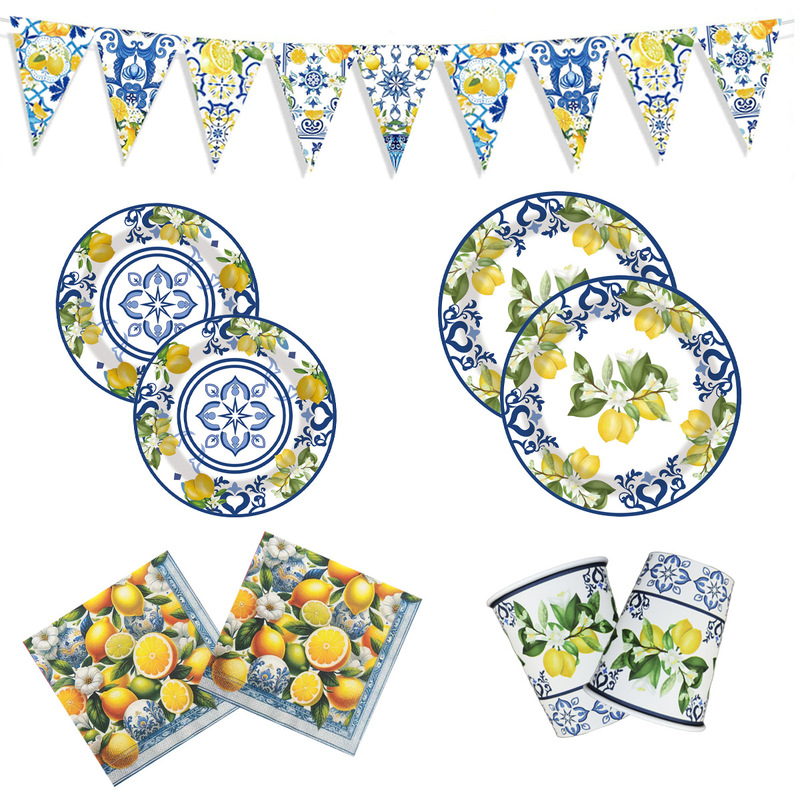 Amazon Now Has In-Stock Lemon Blue and White Porcelain Disposable Tableware for Birthday Parties, Including Paper Cups, Napkins, Paper Plates, and Tableware Amazon Now Has In-Stock Lemon Blue and White Porcelain Disposable Tableware for Birthday Parties, Including Paper Cups, Napkins, Paper Plates, and Tableware