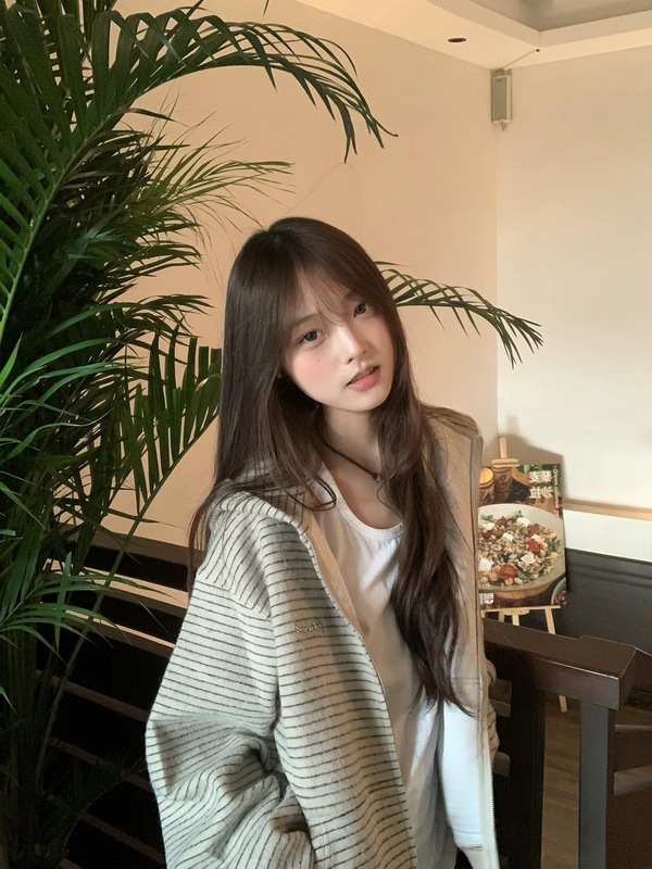 2025新款春秋慵懒风韩系气质条纹连帽开衫女宽松美式高街情侣外套|undefined