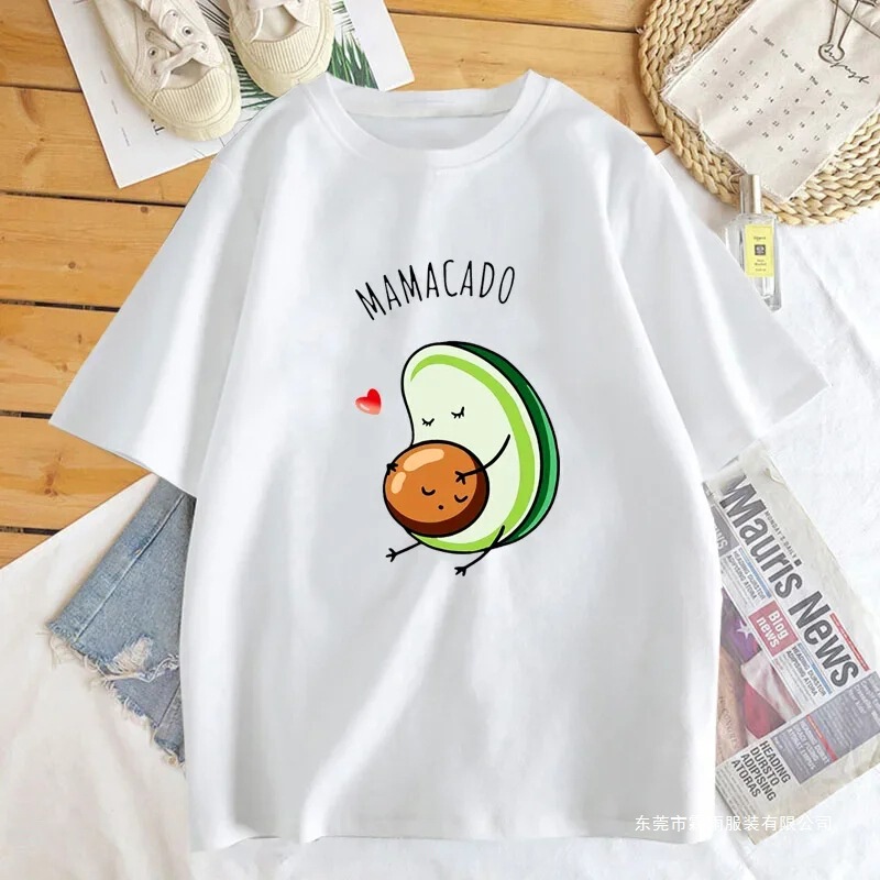 Pregnancy Announcement T-Shirt for Women and Men Funny Avocado Dad Papacado Mamacado T-Shirt Summer Cotton