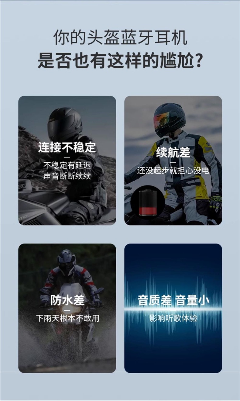 -Y10 Motorcycle Helmet Bluetooth Headset Waterproof Noise Reduction Takeaway Rider Half Helmet Full Helmet Intercom Dedicated Mono