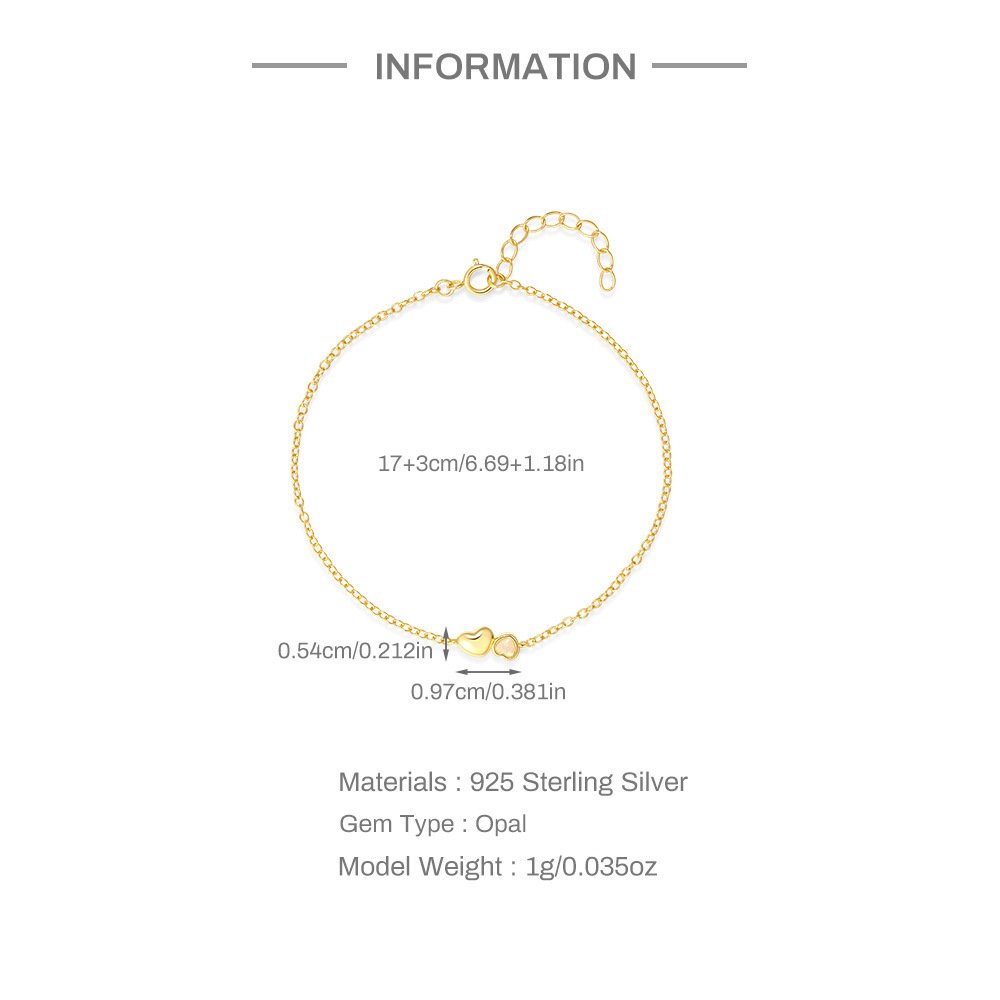 1g Weight Jewelry + Earrings 925 Sterling Silver Heart Shape Cable Chain Bracelets Earrings