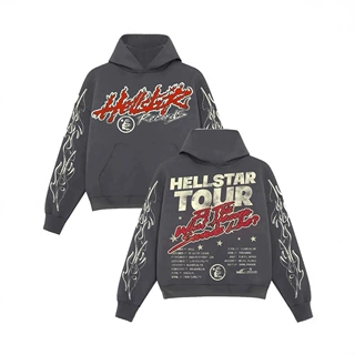 跨境潮牌 Hellstar 印花宽松连帽卫衣男四季街头风