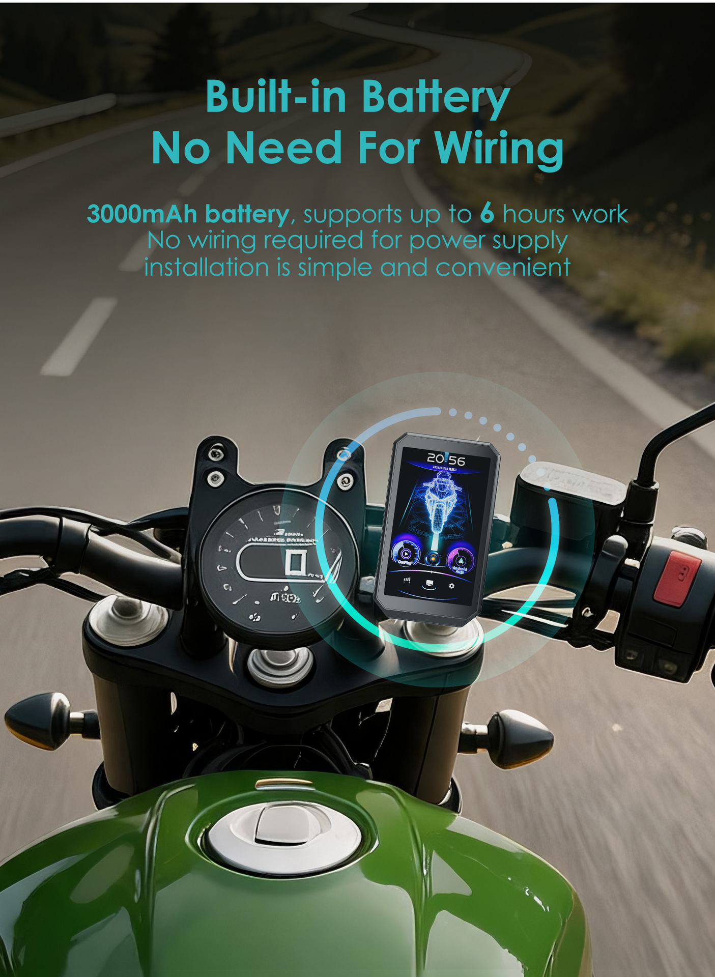 Cross-border new product 3.6inch portable smart cycling display screen with long battery life for motorcycle carplay navigation
