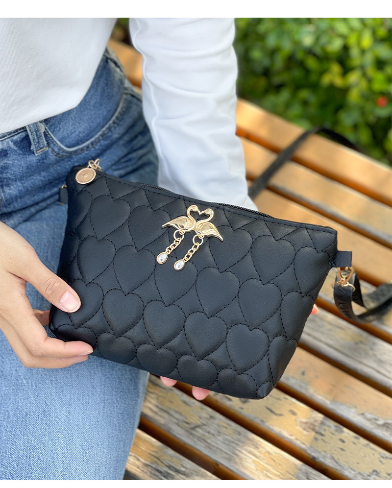 Women's Small Pu Leather Swan Heart Shape Streetwear Square Zipper Crossbody Bag display picture 7