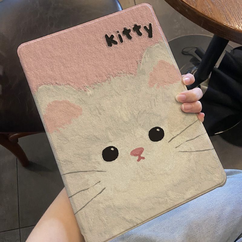 Oil Painting Cat Protective Cover for 9Th/10Th Generation Tablet Full Cover Mini6 Case Air6/5 Book-Style Pro12.9/13